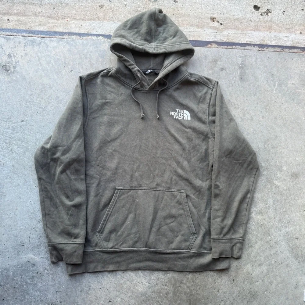 The North Face Mens Olive Green Never Stop Exploring Box Logo Pullover Hoodie L